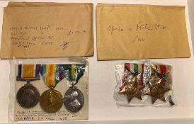 SET OF WWI MEDALS INCLUDING VICTORY, WAR AND TA, TO SM HALL RAMC, PLUS TWO WWII STARS