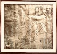 FRAMED PLAN OF THE TOWNLAND OF TALLHIN, IRELAND. APPROX. 62 X 68CM