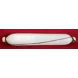 NAILSEA OPALESCENT GLASS ROLLING PIN. APPROX. 37.5CM L USED CONDITION, SLIGHT CHIPS AND CRACKS TO