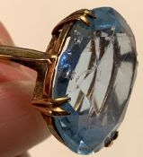 GOLD RING SET WITH NEON BLUE TOURMALINE STONE DAMAGED