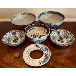 SIX PIECES OF JAPANESE DECORATIVE CHINA REAR LEFT BOWL REPAIRED