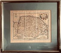 FRAMED AND GILDED LONDON MAG 1747 MAP OF NORFOLK. APPROX. 17.5 X 22CM