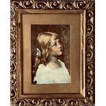 UNSIGNED OIL ON PANEL- 'PORTRAIT OF A YOUNG GIRL', CIRCA 1930(?), FRAMED AND GLAZED, APPROXIMATELY