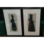 TWO SILHOUETTE PORTRAITS CUT BY MR GAPP ON BRIGHTON PIER - MISS LETIFFORD PLUS ONE OTHER