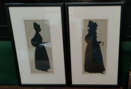 TWO SILHOUETTE PORTRAITS CUT BY MR GAPP ON BRIGHTON PIER - MISS LETIFFORD PLUS ONE OTHER