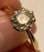 UNHALLMARKED YELLOW METAL SOLITAIRE RING SET WITH 1.75ct DIAMOND, SIZE O, WEIGHT APPROXIMATELY 3.