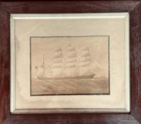 EARLY FADED PHOTOGRAPH OF SHIP PAINTING, POSSIBLY WHITE STAR LINE, POSSIBLY 1890