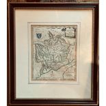 FRAMED MAP OF MONMOUTHSHIRE. APPROX. 19 X 15CM