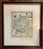 FRAMED MAP OF MONMOUTHSHIRE. APPROX. 19 X 15CM