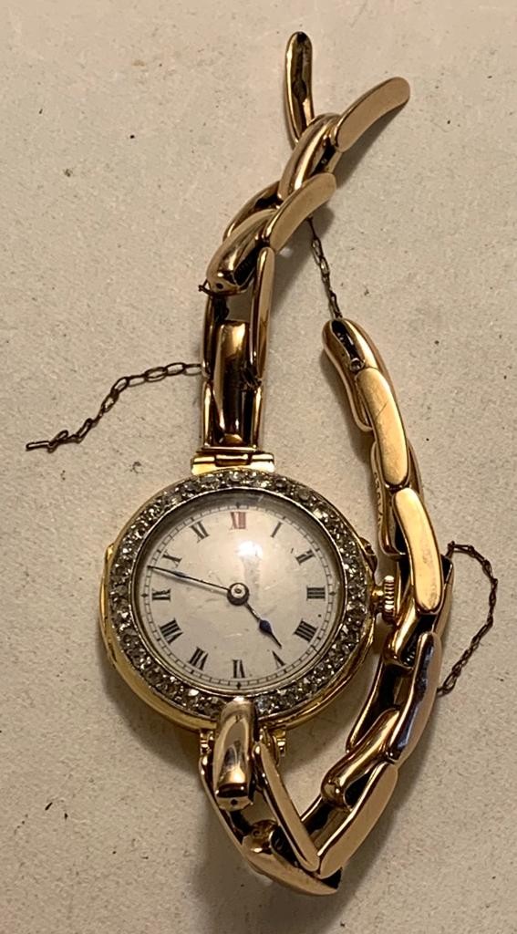 18ct GOLD POCKET WATCH WITH THIRTY-TWO 0.5ct DIAMONDS, PLUS 9ct GOLD BRACELET, TOTAL WEIGHT - Image 2 of 6
