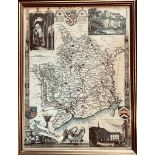 GILT FRAMED MAP OF MONMOUTHSHIRE, 1836. APPROX. 27 X 20CM