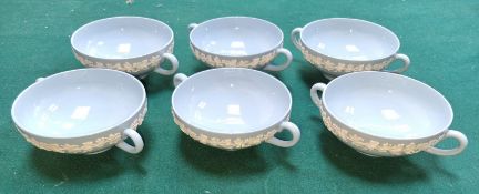 SET OF SIX WEDGWOOD QUEENS WARE SOUP/SUNDAE DISHES REASONABLE USED CONDITION