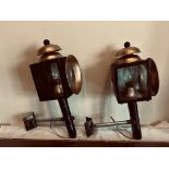 PAIR OF ELECTRIC "HOMEMADE" COACH LAMPS, APPROXIMATELY 14cm HIGH UNTESTED