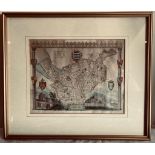 19th CENTURY FRAMED MAP OF CHESHIRE AND WIRRAL, APPROXIMATELY 20 x 26cm