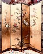 FOUR-FOLD LACQUERED SCREEN, APPROXIMATELY 84 x 160cm IN GOOD ORDER