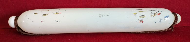 NAILSEA OPALESCENT GLASS ROLLING PIN. APPROX. 38.5CM L USED CONDITION, SLIGHT CHIPS AND CRACKS TO