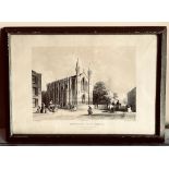 LITHOGRAPH 'GLENVILLE PLACE CHAPEL', BRISTOL, THOMAS FOSTER ARCHITECT, LABEL- FRAMED IN 1948,