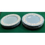 FOUR WEDGWOOD QUEENS WARE DINNER PLATES, DIAMETER APPROXIMATELY 27cm, PLUS FIVE SECOND COURSE