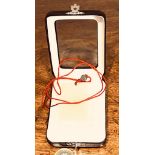 20th CENTURY WHITE JADE PENDANT AND CORD IN ORIGINAL BOX