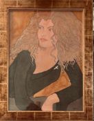 A. YOUNG OIL ON CANVAS PORTRAIT "LONG BLONDE HAIR" APPROX 78 X 58CM