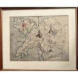 MICHAEL DRAYTON, EARLY FRAMED MAP OF NORTH WALES. APPROX. 25 X 32CM