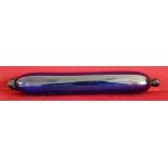 NAILSEA BLUE COLOURED GLASS ROLLING PIN. APPROX. 34CM L USED CONDITION, SLIGHT CHIPS AND CRACKS TO