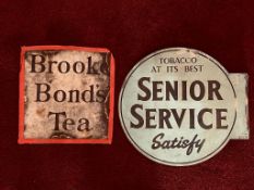 BROOK BOND TEA AND SENIOR SERVICE/NELSON DOUBLE SIDED ENAMEL SIGNED, APPROXIMATELY 28 x 28cm AND