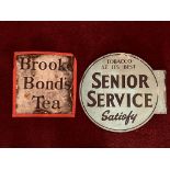 BROOK BOND TEA AND SENIOR SERVICE/NELSON DOUBLE SIDED ENAMEL SIGNED, APPROXIMATELY 28 x 28cm AND