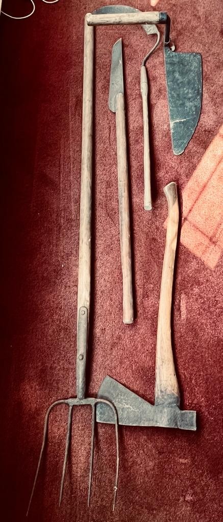 FIVE EARLY HAND GARDEN TOOLS