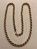 9ct GOLD TORSADE CHAIN, APPROXIMATELY 25cm LONG, WEIGHT APPROXIMATELY 11.2g