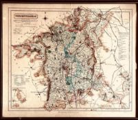 LONGMAN, REES, ORME, BROWN, PUB 1845 MAP OF WORCESTERSHIRE (SHOWING RAILWAYS). APPROX. 33 X 59CM