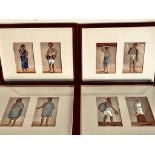 EIGHT VARIOUS HANDPAINTED INDIAN FIGURES WITHIN GLAZED FRAMES. APPROX. 10 X 6CM
