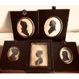 FIVE VARIOUS MINIATURE SILHOUETTE PORTRAITS, UNKNOWN SUBJECTS