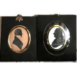 TWO SILHOUETTES, 19th CENTURY, THE RIGHT-HAND EXAMPLE WITHIN CONVEX GLASS, APPROXIMATELY 16 x 13.5cm