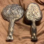 SET OF ONE MIRROR AND ONE HAIR BRUSH, STERLING SILVER BIRMINGHAM WA 1905 BUMPS, SEE PICTURES