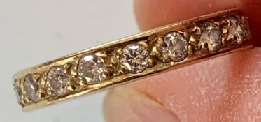 UNMARKED RING SET WITH TWENTY DIAMONDS APPROX 0.05ct, SIZE N, WEIGHT APPROXIMATELY 4.8g