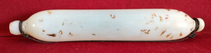 NAILSEA OPALESCENT GLASS ROLLING PIN. APPROX. 32.5CM L USED CONDITION, SLIGHT CHIPS AND CRACKS TO