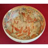 ORIENTAL CERAMIC BOWL DECORATED WITH FIGURES AND MYTHICAL DRAGONS, STAMPED WITH CHARACTER MARKS TO