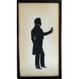 FULL LENGTH SILHOUETTE OF REV. JOHN EDWARDS OF GLASGOW 1832. SIZE INCLUDING FRAME APPROX. 28 X 15CM