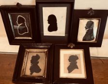 FIVE VARIOUS SILHOUETTE PORTRAITS, THE REAR CENTRE BEARING A NAME