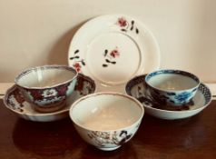 SMALL PLATE 1826(?), THREE TEA BOWLS AND TWO SAUCERS