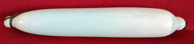 NAILSEA AQUA COLOURED GLASS ROLLING PIN. APPROX. 39CM L Used condition, slight chips and cracks to