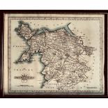 GILT FRAMED ANTIQUE MAP OF NORTH WALES. APPROX. 22.5 X 28CM