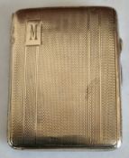 HALLMARKED SILVER MACHINE TURNED CIGARETTE CASE, BIRMINGHAM ASSAY DATED 1935 BY JOSEPH GLOSTER