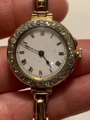 18ct GOLD POCKET WATCH WITH THIRTY-TWO 0.5ct DIAMONDS, PLUS 9ct GOLD BRACELET, TOTAL WEIGHT