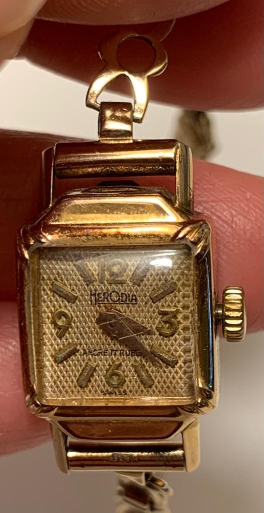 18kt GOLD HERODIA ANCRE 17 RUBIS WATCH WITH 9ct GOLD BRACELET, TOTAL WEIGHT APPROXIMATELY9.7g - Image 2 of 4