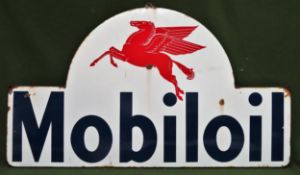 Mobiloil enamel advertising sign. Approx. 67 x 116cm Used condition, wear to enamel