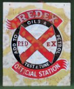 Redex double sided wall mounting enamel advertising sign. Approx. 66 x 53cm Used condition, wear