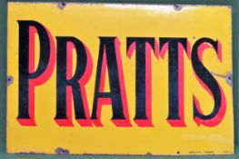 Pratts wall mounting enamel advertising sign. Approx. 61 x 92cm Used condition, wear to enamel