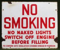 No smoking No Naked Lights vintage enamelled advertising sign. Approx. 23.5cms x 51cms Used